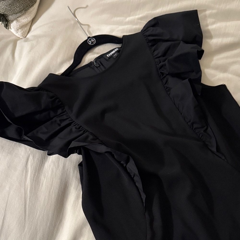 Express Black Ruffle Dress - Picture 3 of 5